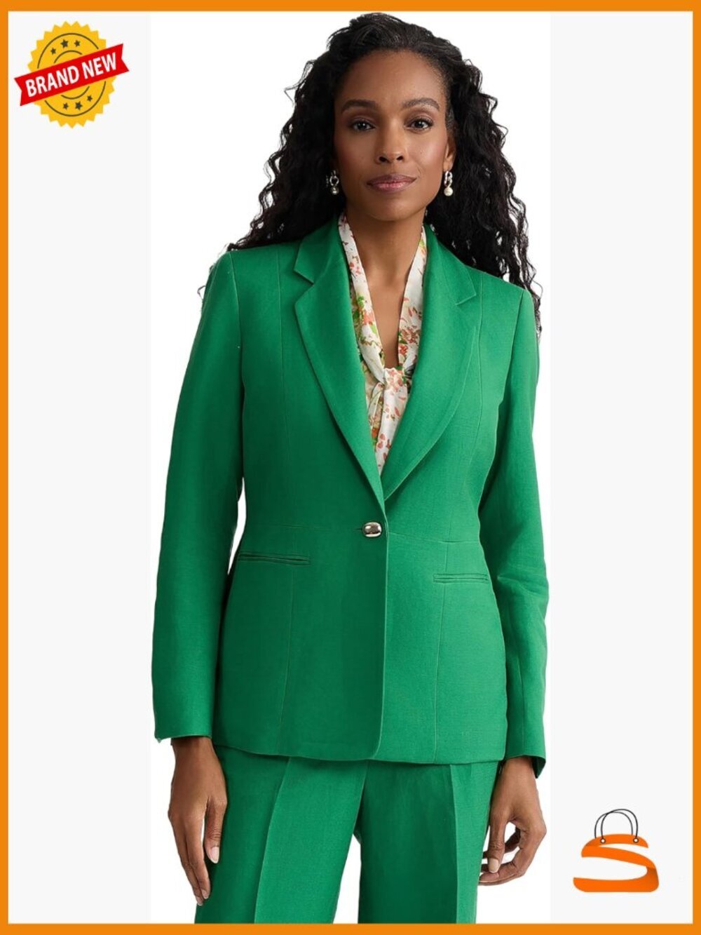 One-Button Notch Collar Peplum Linen Blazer Structured Blazer for Work